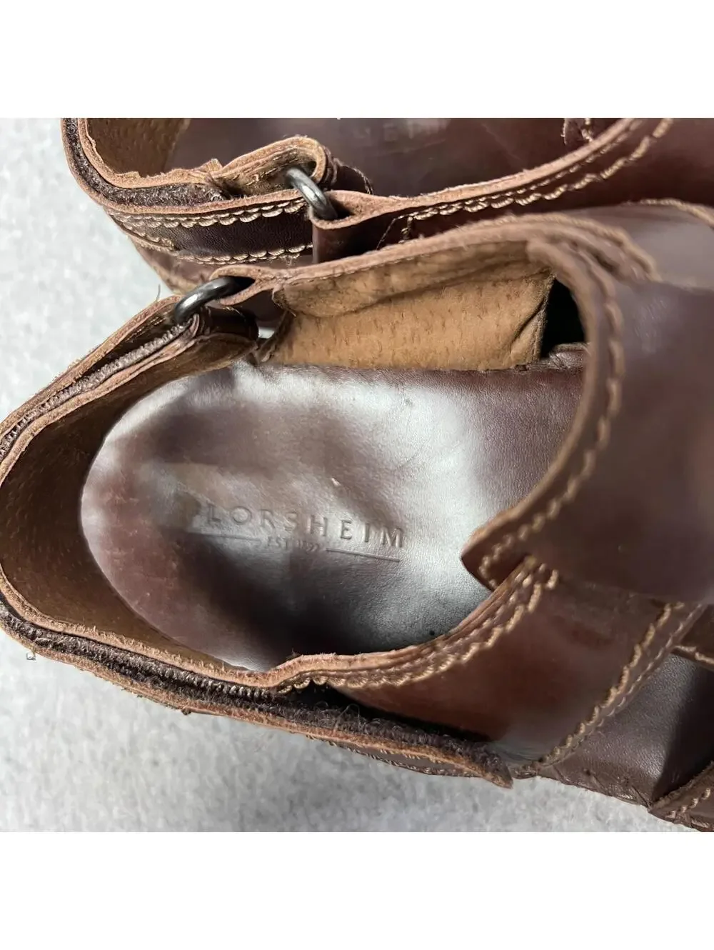 Florsheim Fisherman Sandals Brown Leather Comfort Casual Strap Hook Loop Men 12
